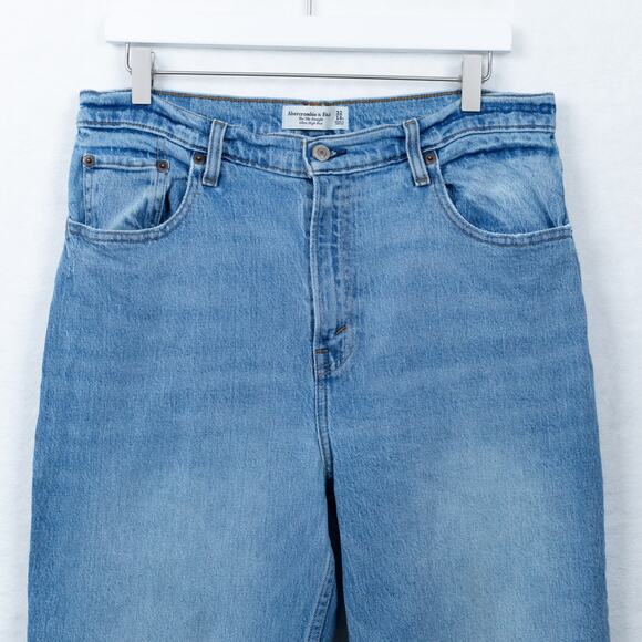 ABERCROMBIE &‎ FITCH 90s Straight Ultra High Rise Jeans Stretch Denim Sz 32/14 S - Picture 3 of 9